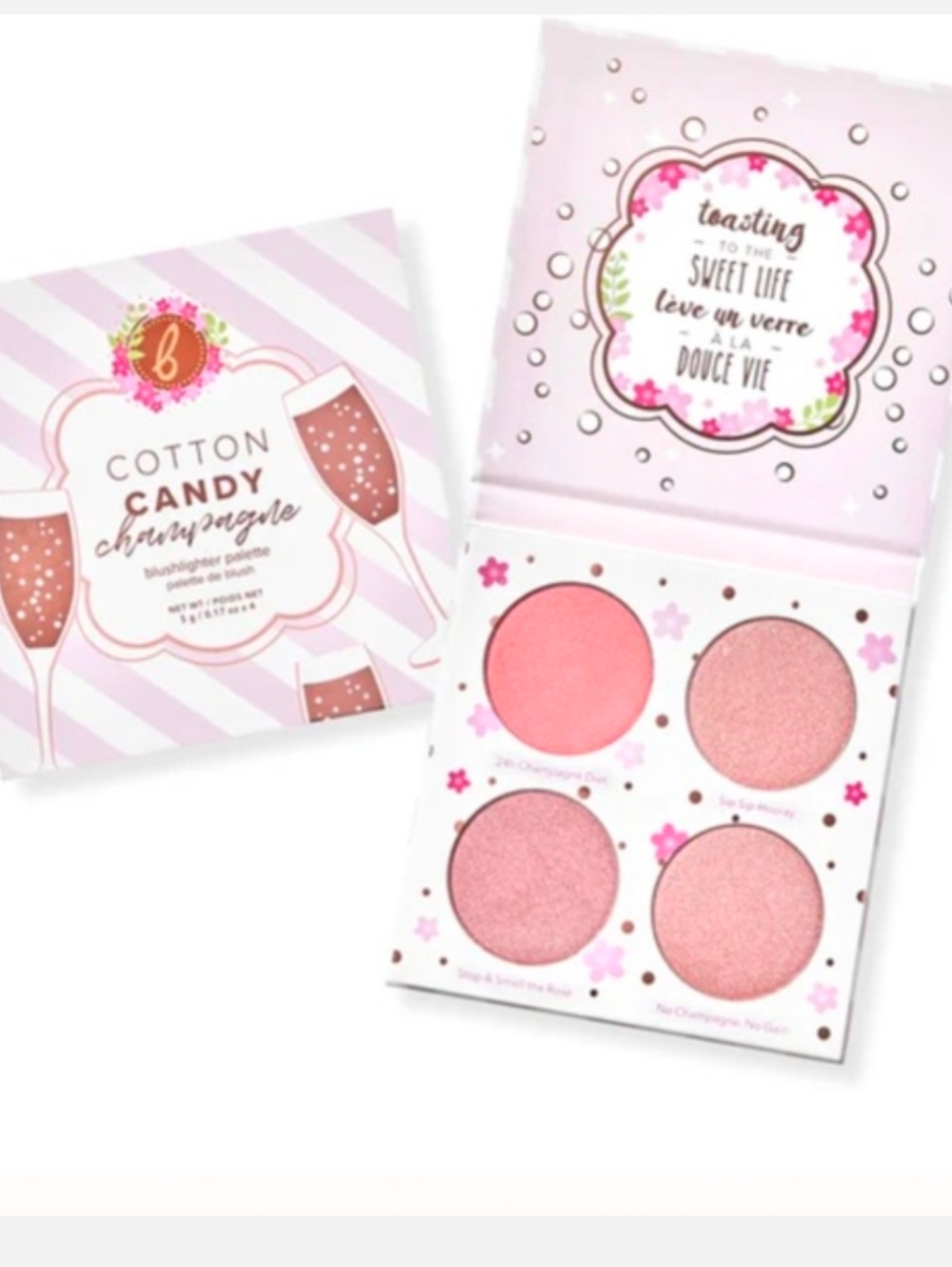 Beauty Bakerie Cotton Candy Champagne Palette Blush & Highlight Shades NIB